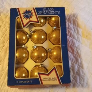 Wonderful set of Vintage Glass gold ornaments